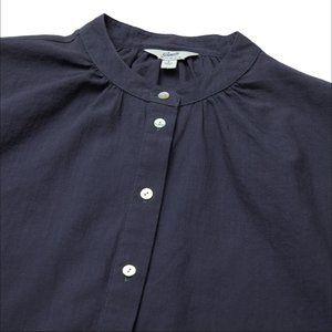 Grayers Stacy Popover Blouse Blue Henley 100% Cotton NWT